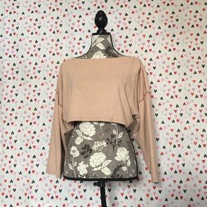 American apparel tan cropped sweater